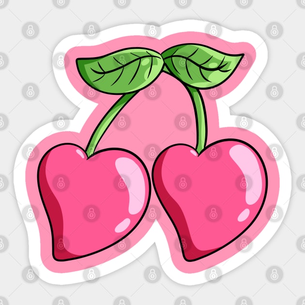 Pink Heart Cherry Sticker by Everwinter